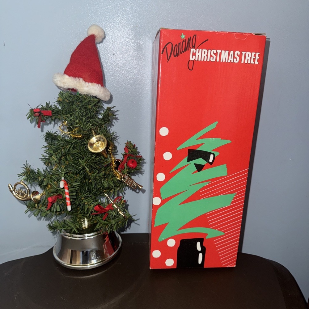 Vintage 1989 Gemmy Dancing Christmas Tree Works W/Box No Sunglasses
